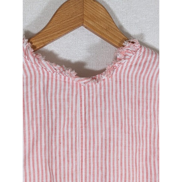 Tommy Bahama Dress Linen Mini Cabana Pink Striped Fringe Shift Women's Size Med - Picture 7 of 10